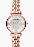 EMPORIO ARMANI GIANNI T-BAR CRYSTAL DIAL ROSE GOLD BRACELET AR11244