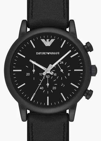 EMPORIO ARMANI LUIGI BLACK DIAL CHRONOGRAPH BLACK LEATHER AR1970