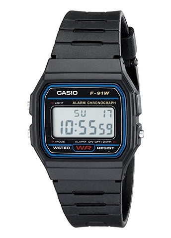 CASIO DIGITAL BLACK RESIN BAND F91W-1