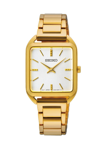 SEIKO LADIES CONCEPTUAL SQUARE CASE GOLD BRACELET SWR078P