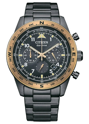 CITIZEN GENTS ECO DRIVE CHRONOGRAPH BLACK STAINLESS CA4556-89E