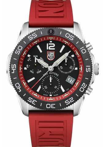 LUMINOX PACIFIC DIVER BLACK DIAL CHRONOGRAPH RED BAND XS.3155