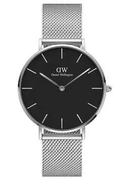 DANIEL WELLINGTON PETITE STERLING 36MM SILVER MESH BLACK DW00100304