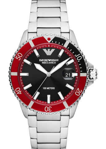 EMPORIO ARMANI DIVER AUTOMATIC BLACK / RED STAINLESS STEEL AR60074