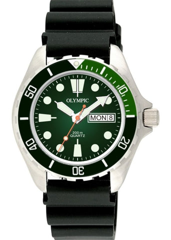 OLYMPIC GENTS CLASSIC DIVE WATCH GREEN DIAL 2749