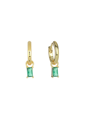 GEORGINI GIFTS BABY BAGUETTE GREEN GOLD HOOP EARRINGS IE1134GG