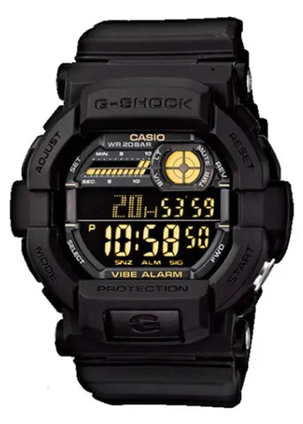 CASIO G-SHOCK DIGITAL WITH VIBRATION ALERT BLACK RESIN BAND GD350-1B