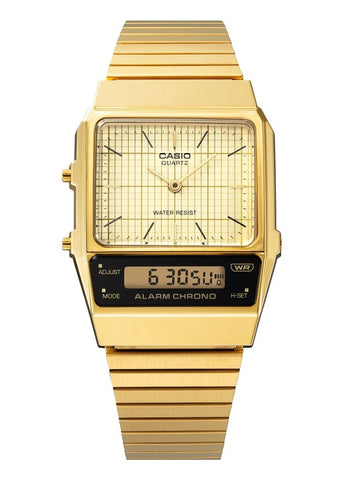 CASIO VINTAGE ANALOGUE / DIGITAL GOLD BRACELET AQ800EG-9A