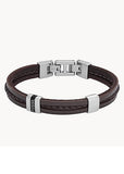 FOSSIL JEWELLERY LEATHER ESSENTIALS BROWN STRAND BRACELET JF04133040