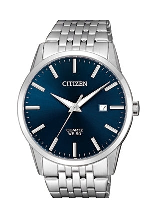 CITIZEN QUARTZ GENTS BLUE DIAL STAINLESS STEEL BRACELET BI5000-87L