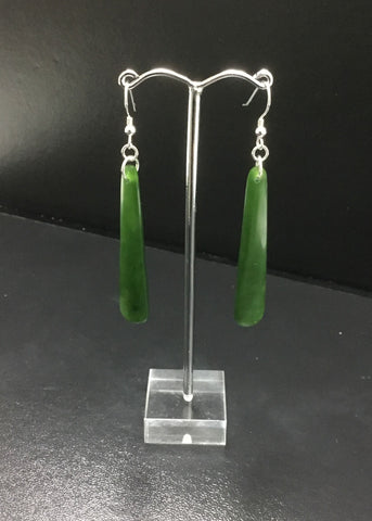 NZ GREENSTONE DROP EARRINGS BD263 50MM