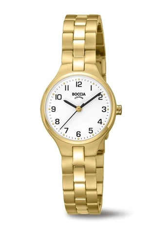 BOCCIA LADIES TITANIUM GOLD BRACELET WHITE DIAL 3330-03