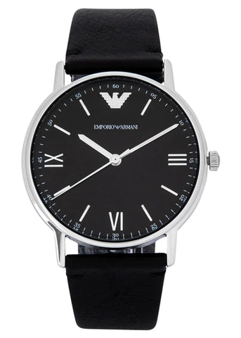 EMPORIO ARMANI KAPPA BLACK DIAL BLACK LEATHER AR11013