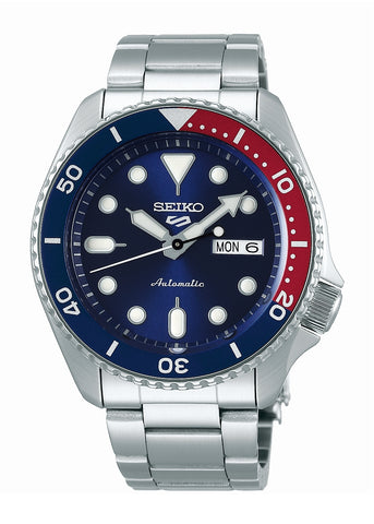 SEIKO 5 SPORTS AUTOMATIC BLUE / RED DIAL STAINLESS STEEL SRPD53K