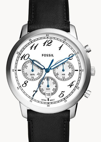 FOSSIL NEUTRA CHRONOGRAPH WHITE DIAL BLACK LEATHER BAND FS6023