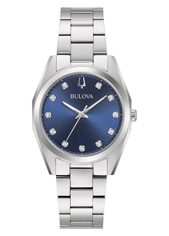 BULOVA LADIES SURVEYORBLUE DIAL DIAMOND STAINLESS STEEL 96P229