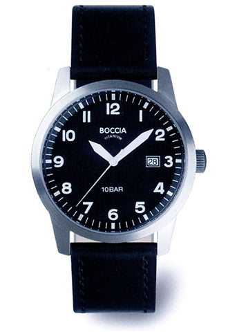 BOCCIA GENTS TITANIUM 12 FIGURE DIAL BLACK LEATHER 3631-01