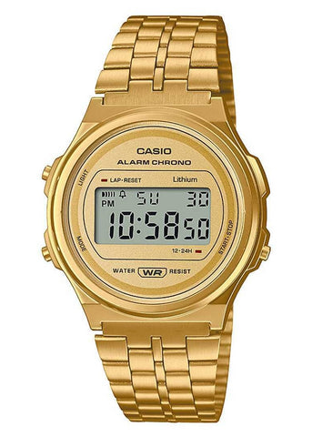 CASIO VINTAGE DIGITAL ROUND GOLD BRACELET A171WEG-9A