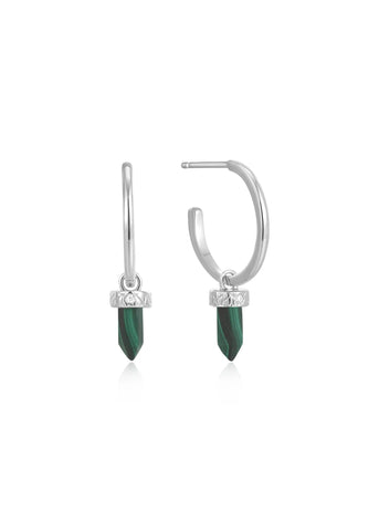 ANIA HAIE MALACHITE POINT PENDANT HOOP EARRINGS SILVER E039-03H M