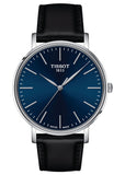 TISSOT SWISS GENTS EVERYTIME BLUE DIAL BLACK LEATHER BAND T143-410-16-041-00