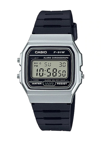 CASIO CLASSIC DIGITAL SILVER BLACK RESIN F91WM-7A
