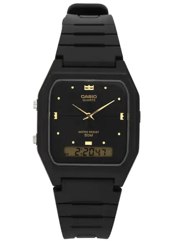 CASIO VINTAGE ANALOGUE / DIGITAL BLACK RESIN BAND AW48HE-1A