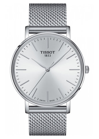 TISSOT SWISS GENTS EVERYTIME SILVER DIAL SILVER MESH BAND T143-410-11-011-00