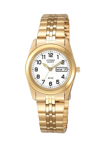 CITIZEN QUARTZ LADIES GOLD DAY DATE BRACELET EQ0512-52B