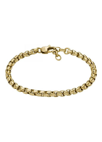 FOSSIL JEWELLERY ALL STACKED UP BOX LINK GOLD CHAIN BRACELET JF04561710