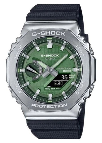 CASIO G-SHOCK METAL SOLAR BLUETOOTH GREEN DIAL BLACK BAND GBM2100A-1A3