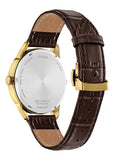 CITIZEN GENTS ECO-DRIVE BLACK DIAL BROWN LEATHER BAND BU2112-06E