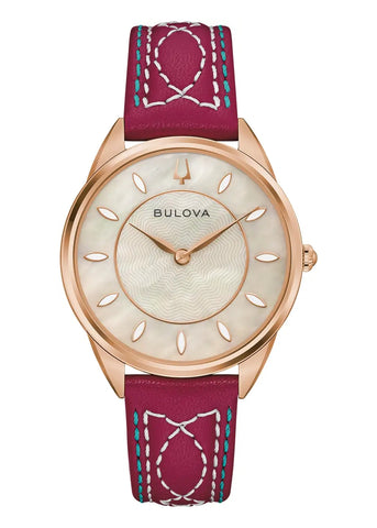 BULOVA LADIES SUTTON CLASSIC WESTERN PEARL DIAL LEATHER 97L204
