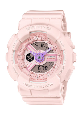 CASIO BABY-G ANALOGUE / DIGITAL VIVID HAND PINK RESIN BAND BA110AH-4A