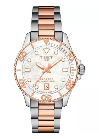 TISSOT SWISS SEA STAR T-SPORT 1000  TWO-TONE MOTHER OF PEARL T120-210-22-111-00