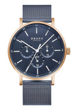 OBAKU EGE-OCEAN BLUE MESH BRACELET ROSE BLUE DIAL V246GMVLML