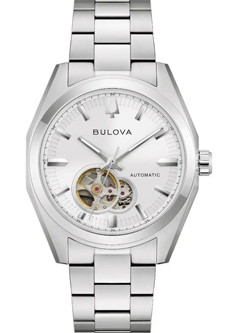 BULOVA GENTS SURVEYOR AUTOMATIC WHITE DIAL STAINLESS STEEL 96A345