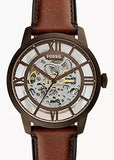 FOSSIL TOWNSMAN AUTOMATIC SKELETON CASE BROWN LEATHER ME3225