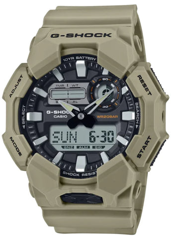 CASIO G-SHOCK RUGGED ANALOGUE / DIGITAL BEIGE RESIN BAND GA010-5A