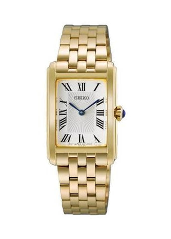 SEIKO RECTANGULAR CASE SHAPE SILVER DIAL GOLD BRACELET HGG001P