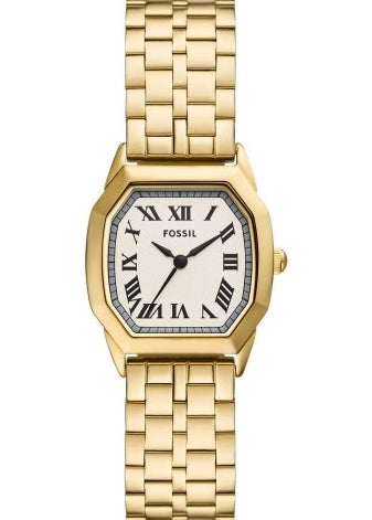 FOSSIL HARLOW LADIES OCTAGONAL CASE CREAM DIAL GOLD BRACELET ES5361