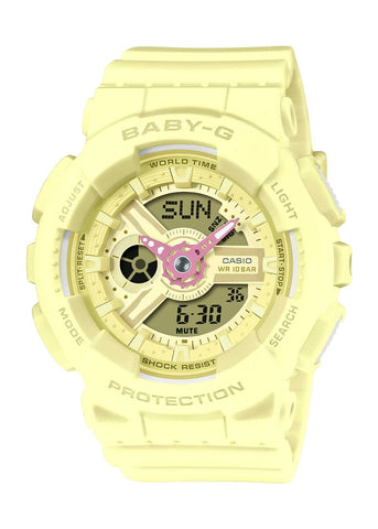 CASIO BABY-G ANALOGUE / DIGITAL VIVID HAND YELLOW RESIN BAND BA110AH-9A