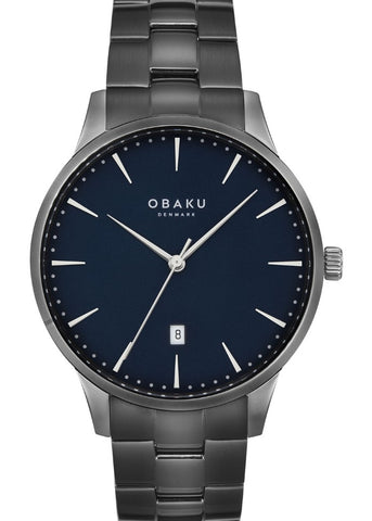 OBAKU LYNG STOR-PHANTON GUNMETAL BRACELET BLUE DIAL V247XDULSU