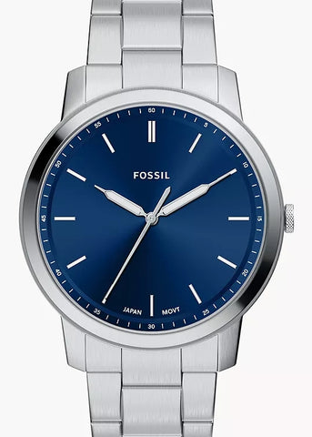 FOSSIL MINIMALIST BLUE DIAL STAINLESS STEEL BRACELET FS6180