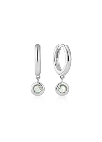 ANIA HAIE RIPPLE JOY SILVER MINT GREEN HUGGIE HOOP EARRINGS E073-04H
