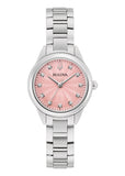 BULOVA LADIES CLASSIC DIAMOND SET PINK DIAL STAINLESS STEEL 96P249