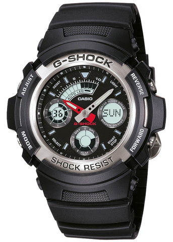 CASIO G-SHOCK ANALOGUE / DIGITAL BLACK RESIN BAND AW590-1A