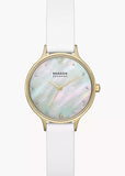 SKAGEN ANITA LILLE MOTHER OF PEARL DIAL WHITE LEATHER BAND SKW3138