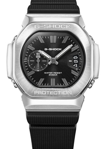 G-SHOCK ANALOGUE BLACK DIAL SILVER CASE BLACK RESIN BAND GMC2500-1A