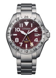 CITIZEN GENTS ECO-DRIVE PROMASTER LAND G.M.T RED DIAL BJ7150-50W