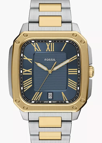 FOSSIL CROSBY SQUARE CASE BLUE DIAL TWO-TONE BRACELET FS6161